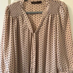 The Limited Polka Dot Blouse - Light Pink and Black